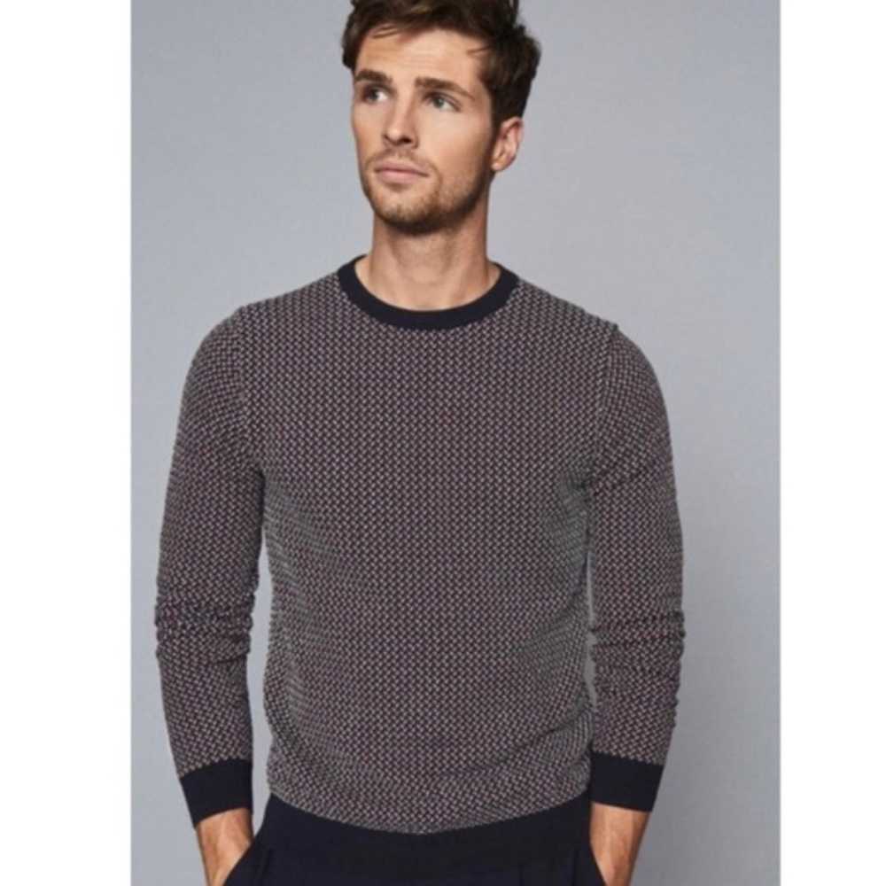 Reiss Luxton Dogtooth Crewneck Sweater